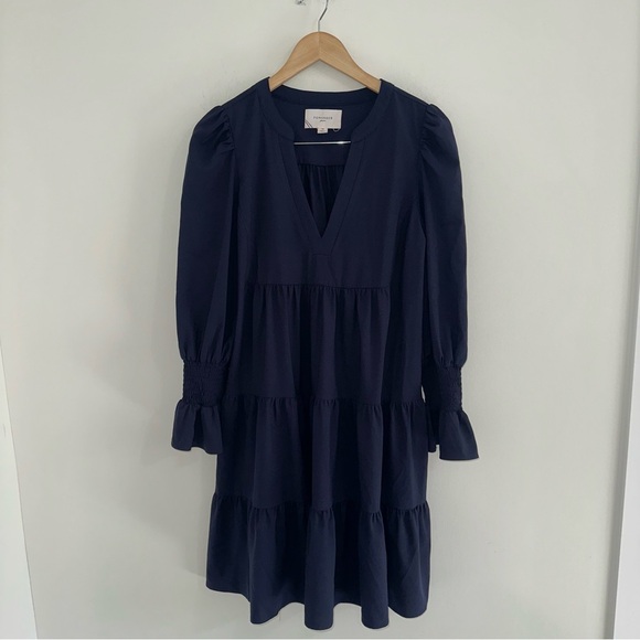 POMANDER PLACE by tuckernuck Navy Cotton Poplin Kenzo Dress sz M - Picture 4 of 7